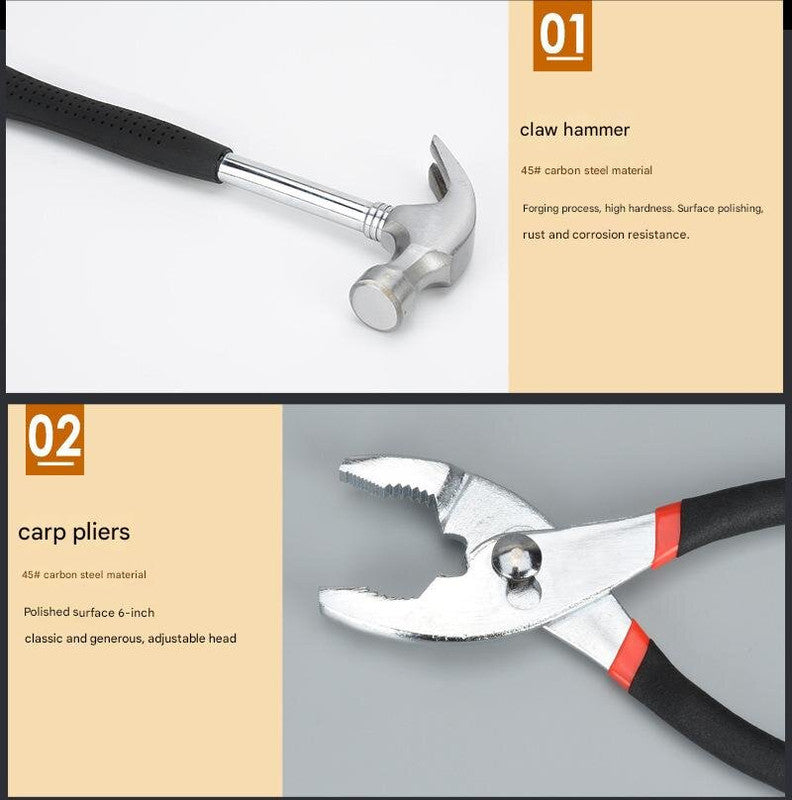 39-Piece Home Tool Kit - Red Carbon Steel Hardware Set