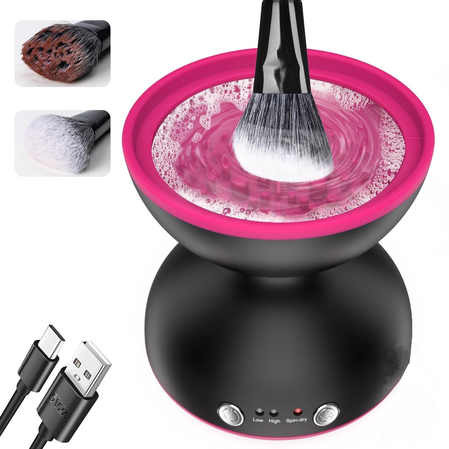 Black Electric Makeup Brush Cleaner - Fast & Deep Cleaning, USB Powered