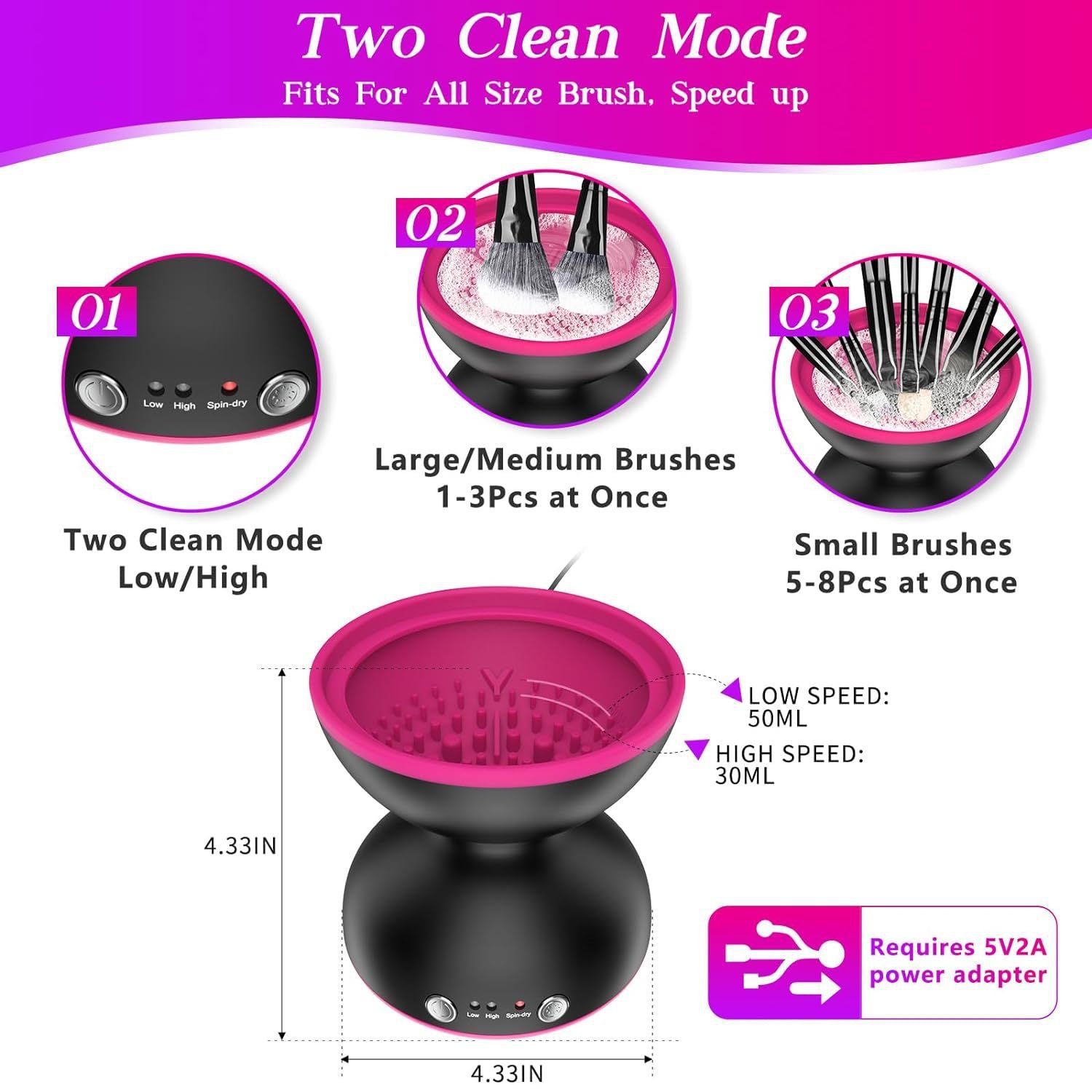 Black Electric Makeup Brush Cleaner - Fast & Deep Cleaning, USB Powered