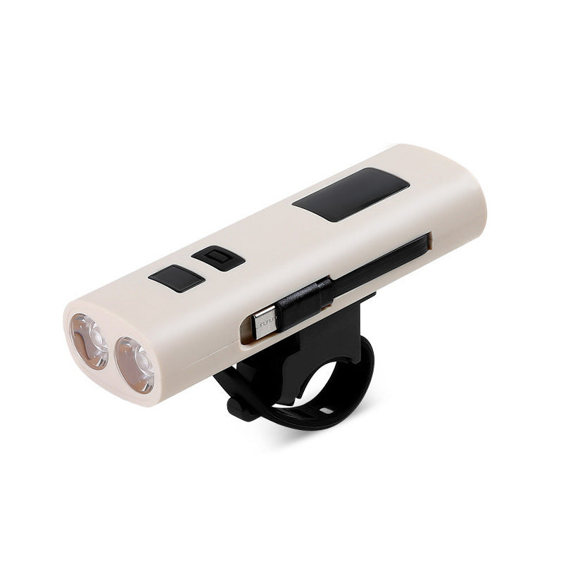 Beige Multifunctional LED Bike Light Power Bank - Rechargeable Cycling Flashlight