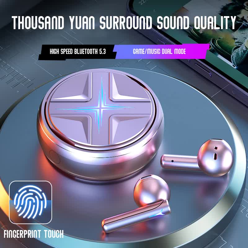 Pink Bluetooth 5.3 Wireless Earbuds - Hi-Fi Audio, Comfortable In-Ear, Fingerprint Touch