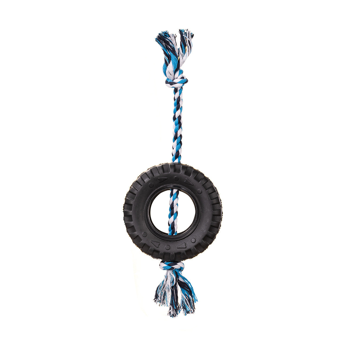 Blue Interactive Tire Rope Dog Toy - Heavy Duty Chew Toy for Dental Health &amp; Play