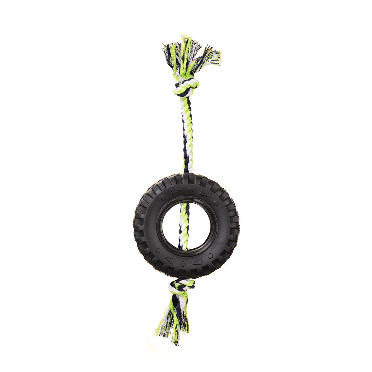 Green Interactive Tire Rope Dog Toy - Heavy Duty Chew Toy for Dental Health &amp; Play