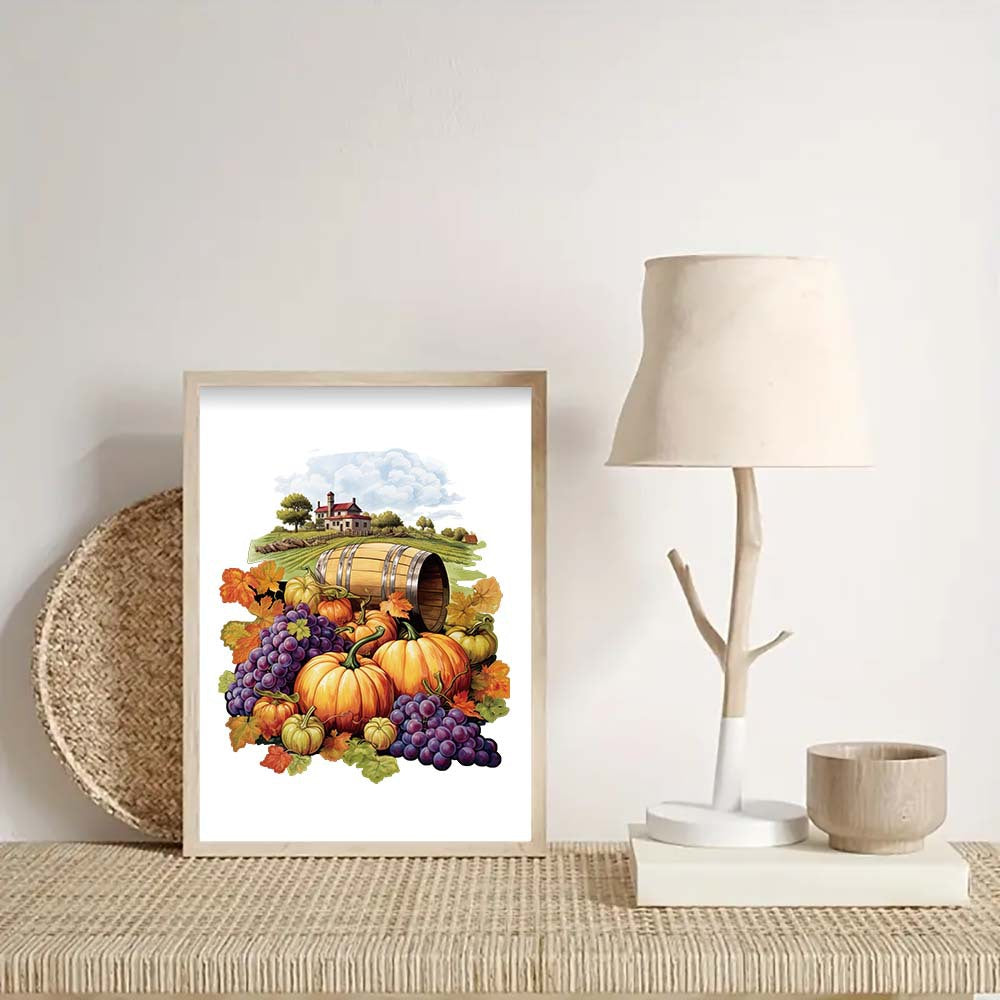 Purple grapes Thanksgiving Wooden Puzzle - Vegetable &amp; Fruit Design, Home Decor, Educational Toy (Size L)