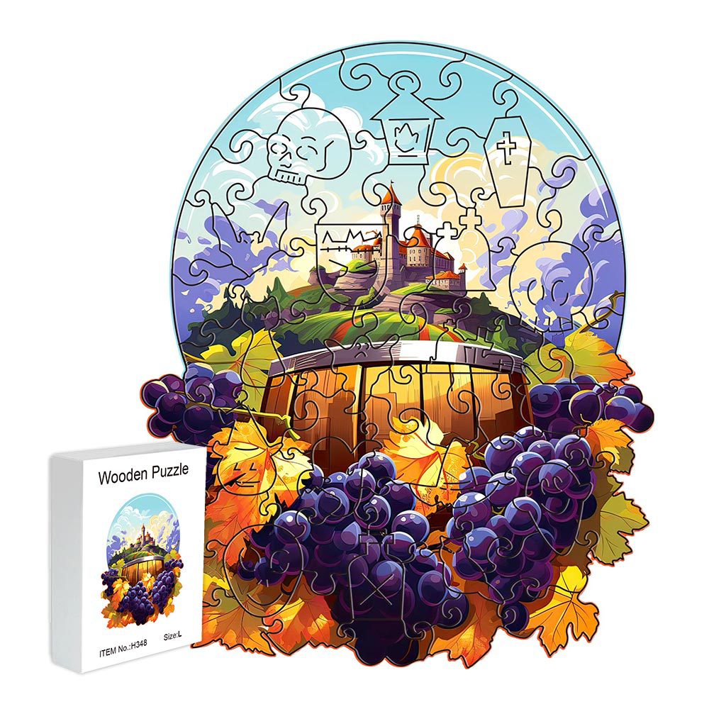 Wine grapes Wooden Puzzle - Vegetable &amp; Fruit Design, Home Decor, Educational Toy (Size L)