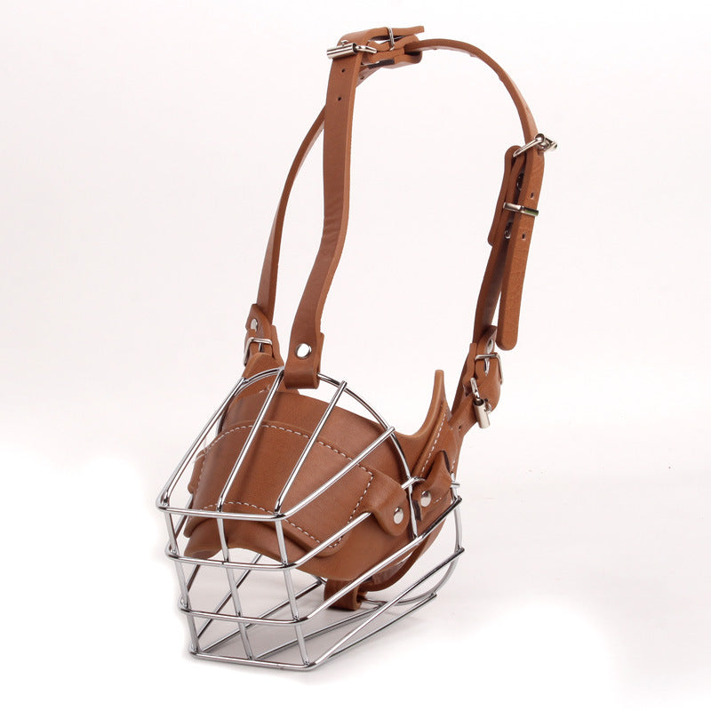 Brown Metal Basket Dog Muzzle - Anti-Bite &amp; Anti-Barking - L