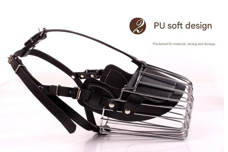 Black Metal Basket Dog Muzzle - Anti-Bite & Anti-Barking - M