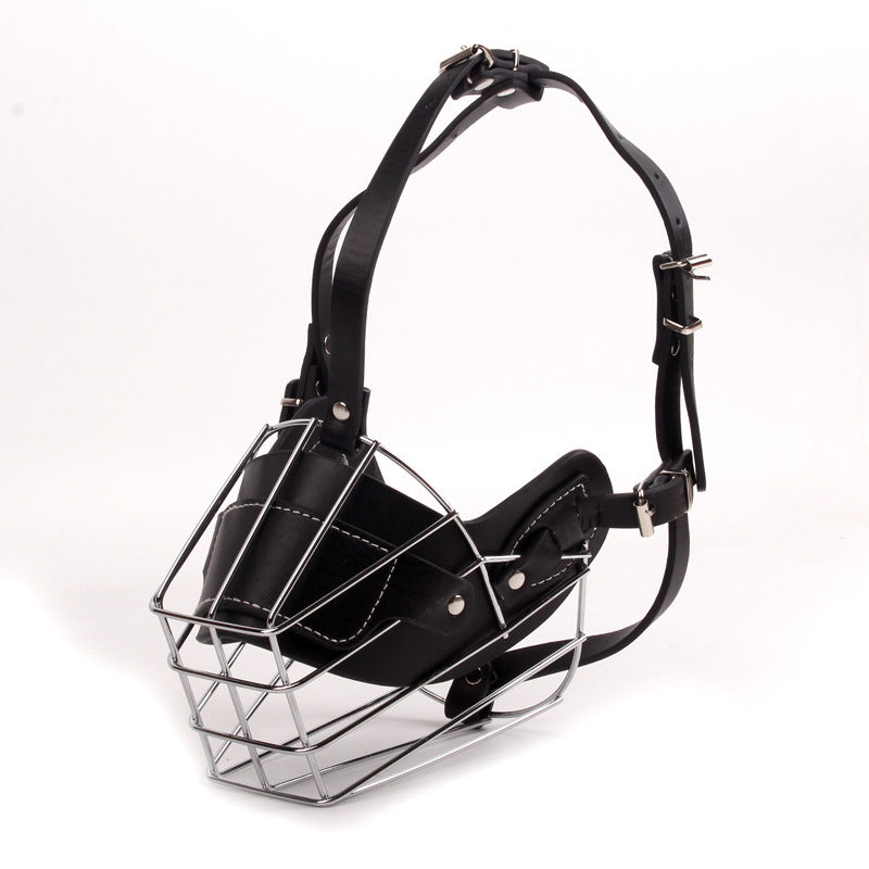 Black Metal Basket Dog Muzzle - Anti-Bite &amp; Anti-Barking - L