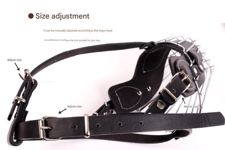 Black Metal Basket Dog Muzzle - Anti-Bite & Anti-Barking - L