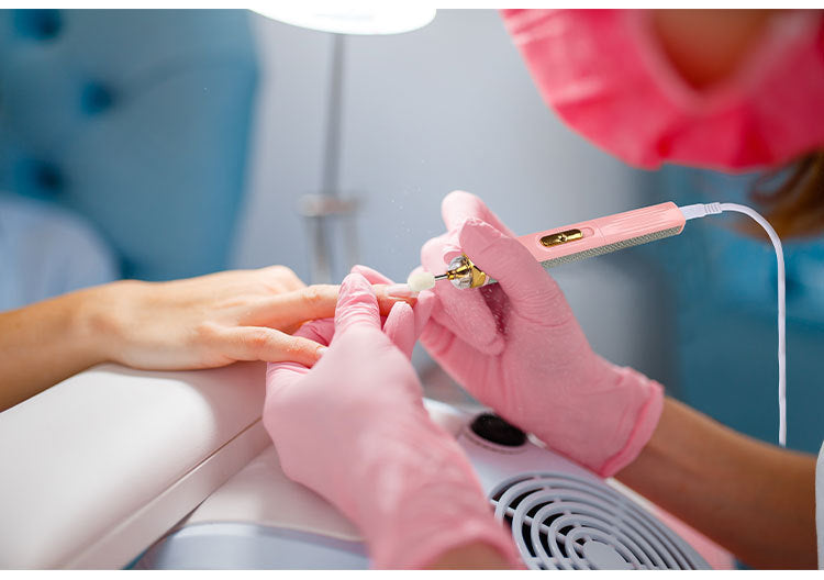 White Mini Electric Nail Polisher with USB Charging and 5 Grinding Heads