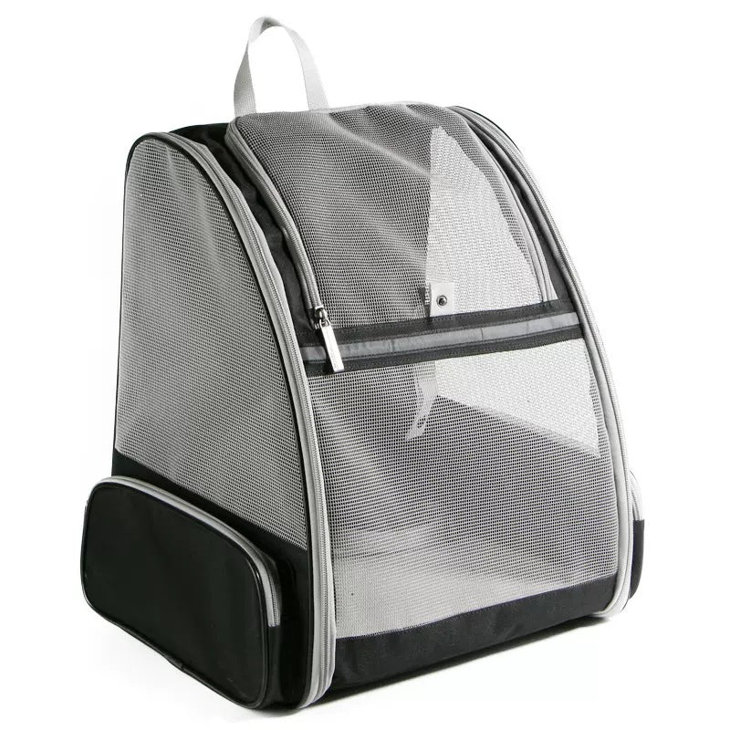 Black Foldable Pet Carrier Backpack - Breathable Mesh Travel Bag for Cats &amp; Small Dogs