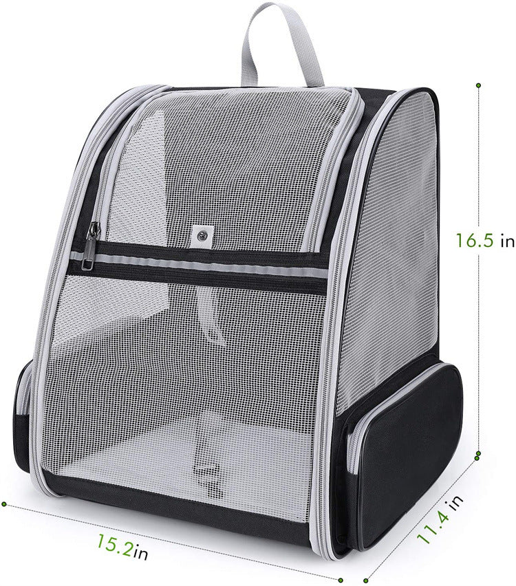 Gray Foldable Pet Carrier Backpack - Breathable Mesh Travel Bag for Cats & Small Dogs