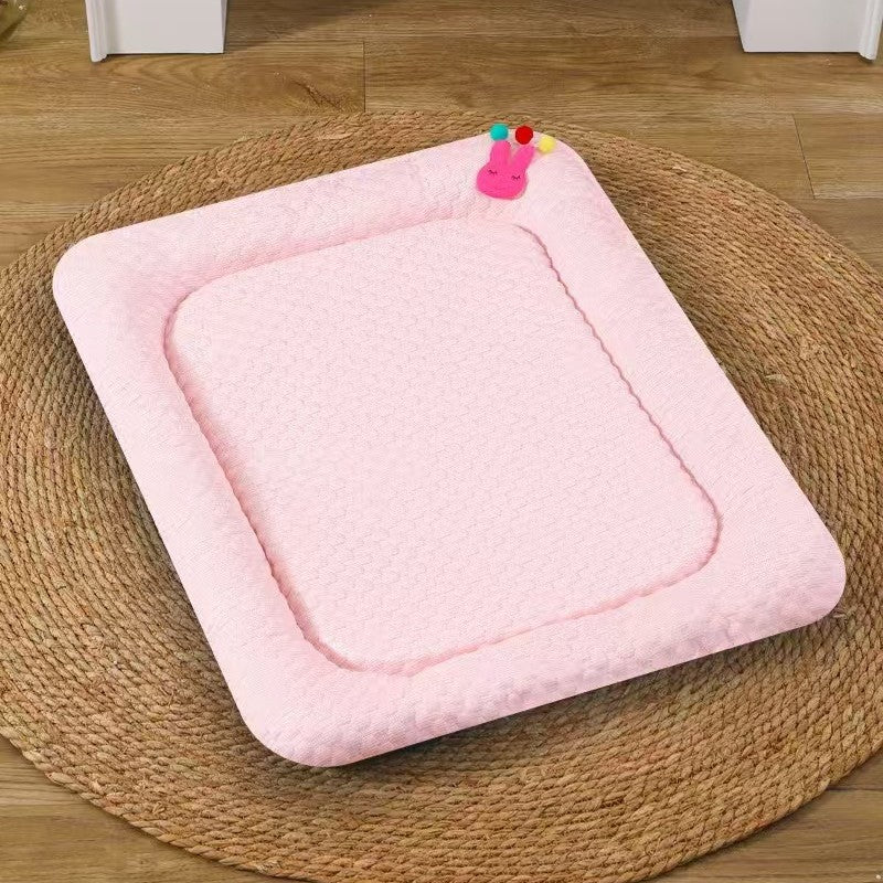 Pink Breathable Cooling Pet Mat - Ice Bean Summer Bed for Small Dogs (S : 35x47cm)