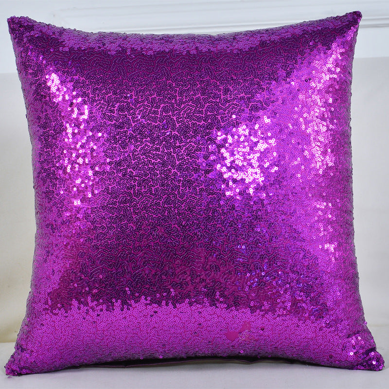 Shiny Sequin Pillowcase - Single-sided gorgeous pillowcase  (Purple pair: 45x45cm)