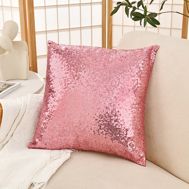 Shiny Sequin Pillowcase - Single-sided gorgeous pillowcase  (Pink pair: 40x40cm)