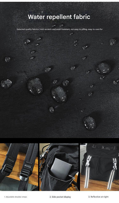 Black Lightweight Nylon Backpack - Water Resistant Travel Daypack for Women & Men