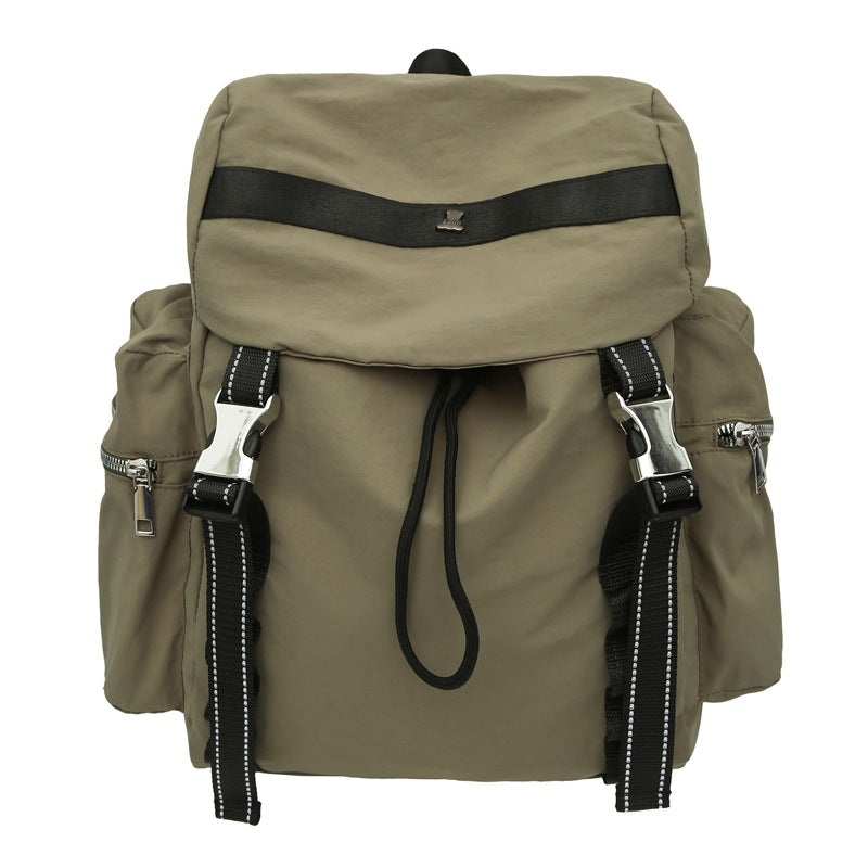Army Green Lightweight Nylon Backpack - Water Resistant Travel Daypack for Women &amp; Men