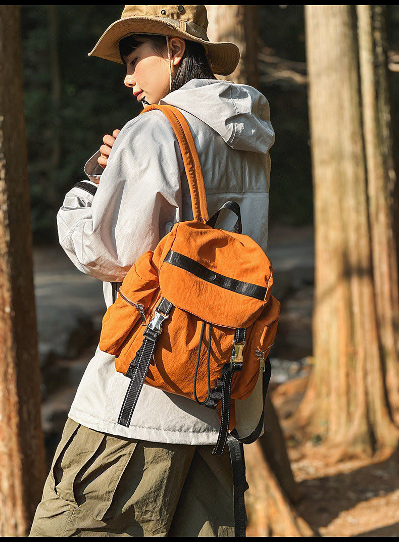 Brown Lightweight Nylon Backpack - Water Resistant Travel Daypack for Women &amp; Men
