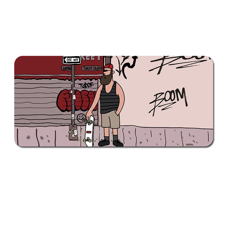 (80x30x0.4cm) Computer Desk Mat - Big Beard Uncle Series, Smooth Gaming Surface - Style 4