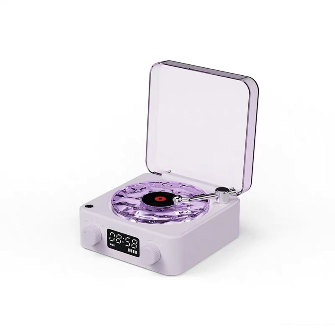Purple Waves Retro Bluetooth Speaker Clock with Ambient Light Projector
