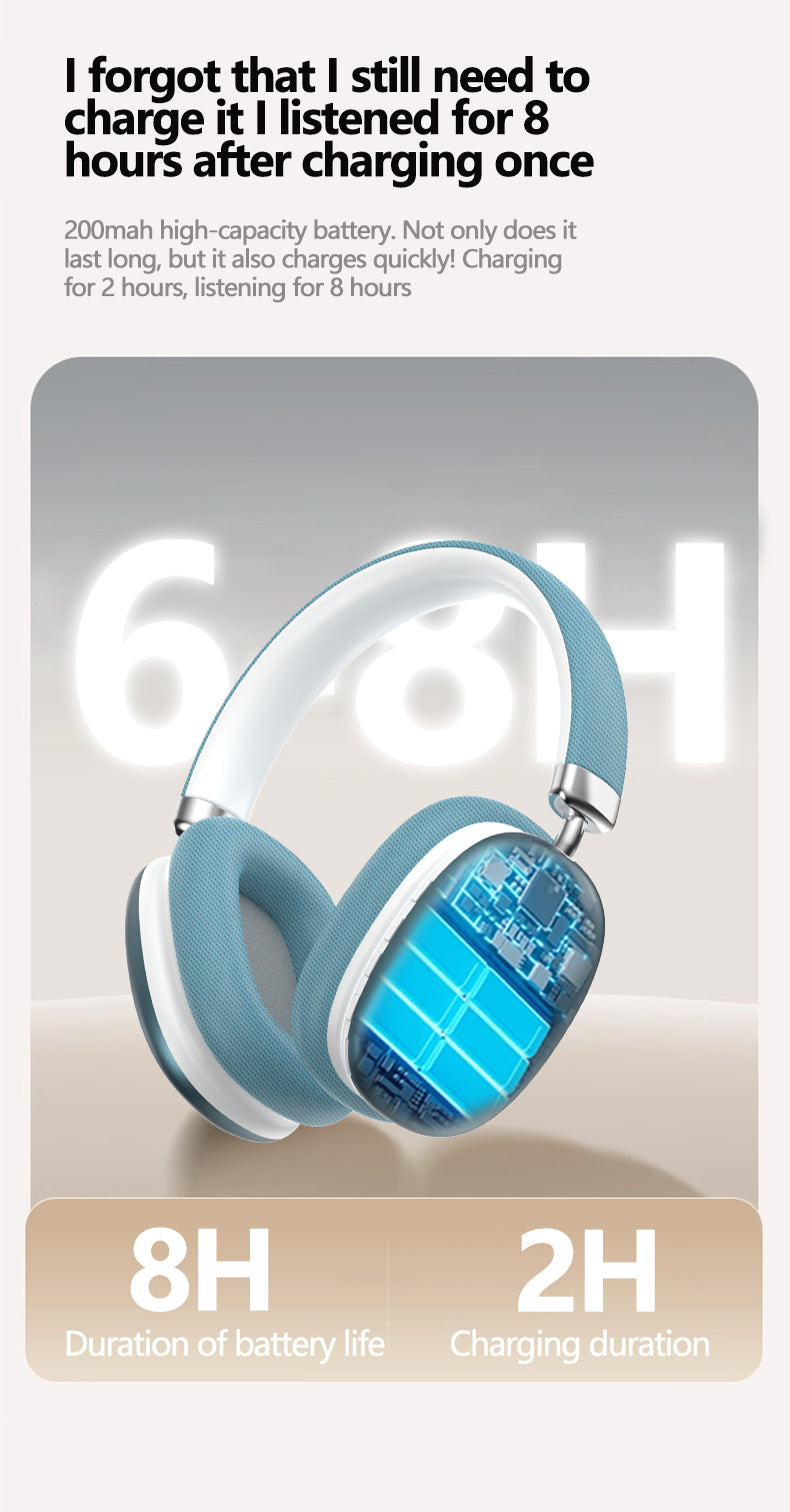 Purple Wireless Bluetooth Headphones - Over-Ear, Deep Bass, Foldable, Long Battery Life