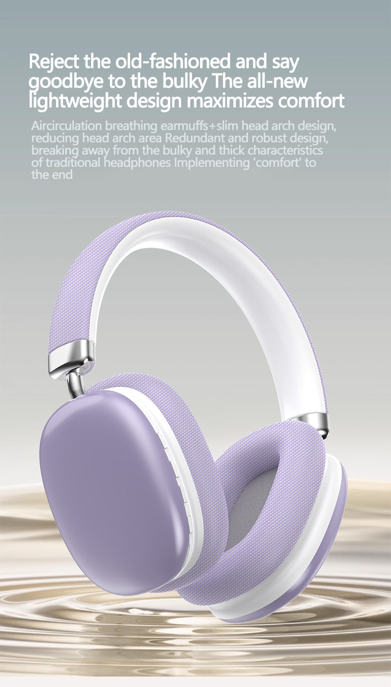 Blue Wireless Bluetooth Headphones - Over-Ear, Deep Bass, Foldable, Long Battery Life