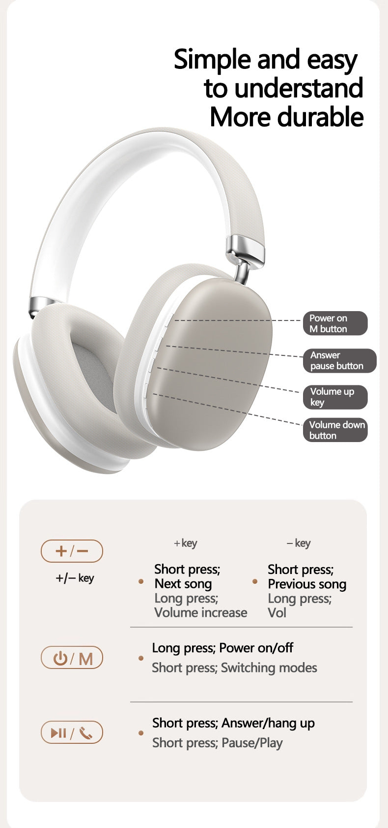 Blue Wireless Bluetooth Headphones - Over-Ear, Deep Bass, Foldable, Long Battery Life