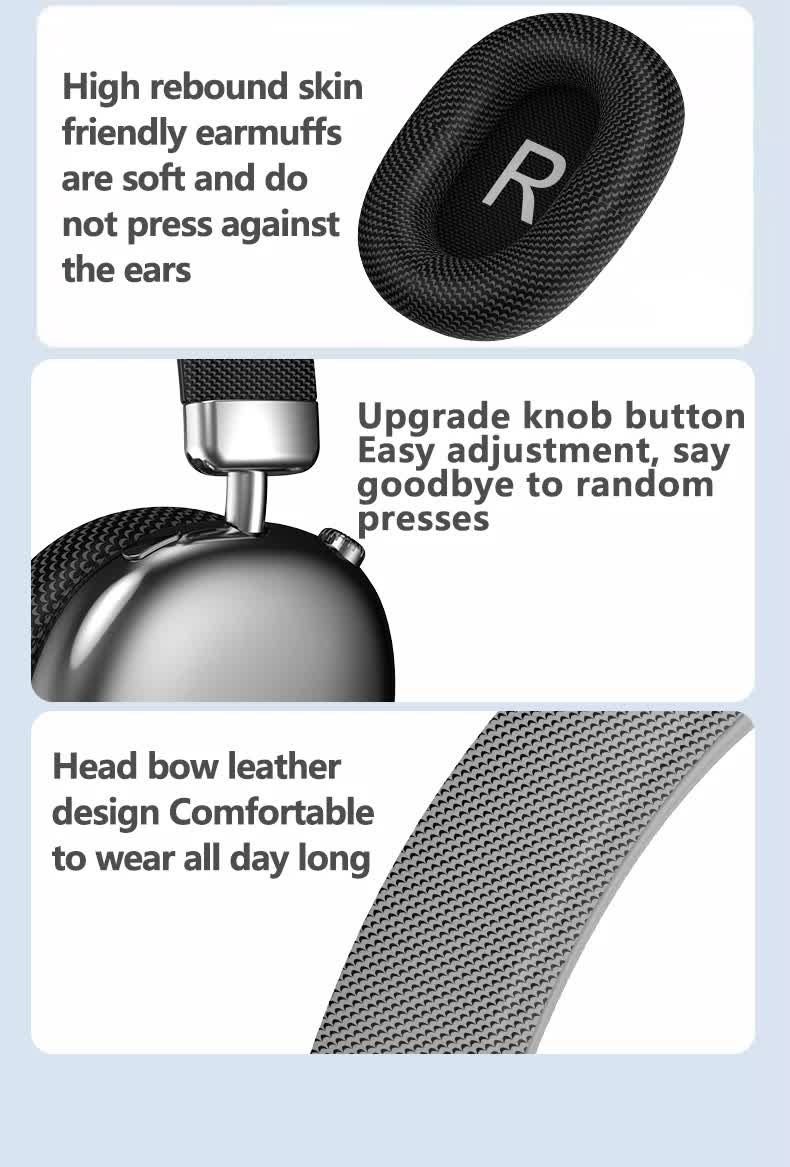 Black Comfortable Over-Ear Headphones - Hi-Fi Sound, Long Battery, Swivel Control