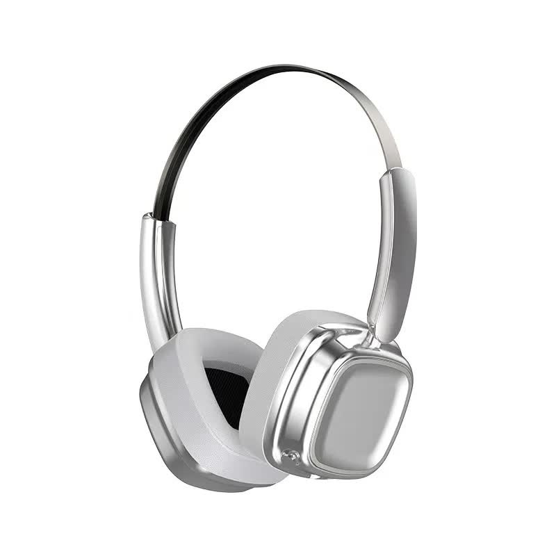 Silver Compact Retro Headphones - Wireless Bluetooth, Deep Bass, Immersive Sound