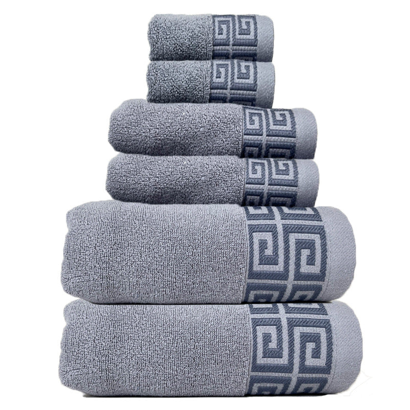 Grey Luxury Cotton Towel Set - 6-Piece Highly Absorbent Bath &amp; Hand Towels