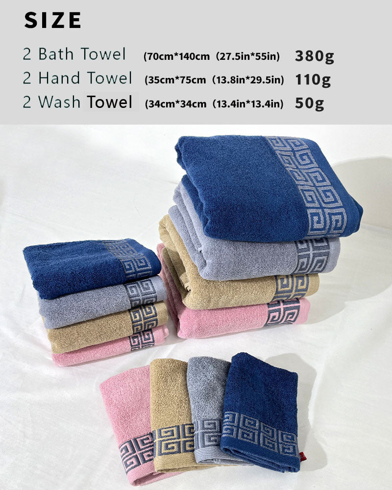 Grey Luxury Cotton Towel Set - 6-Piece Highly Absorbent Bath & Hand Towels
