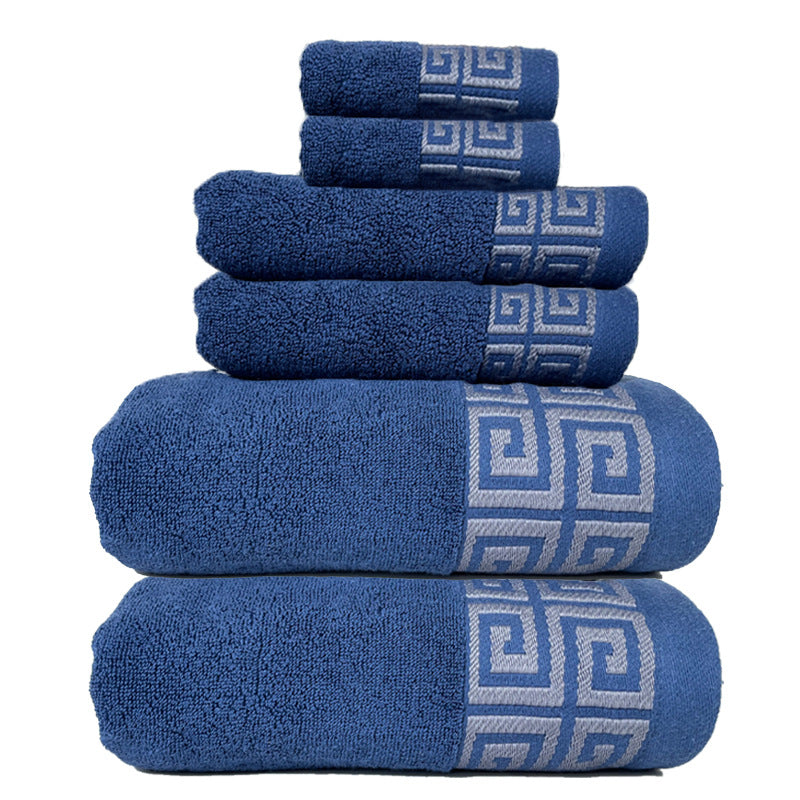 Blue Luxury Cotton Towel Set - 6-Piece Highly Absorbent Bath &amp; Hand Towels