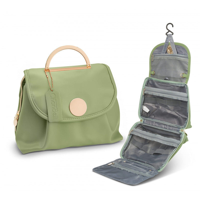 Green Stylish Travel Makeup Organizer Bag with Hanging Hook - Waterproof &amp; Spacious Design
