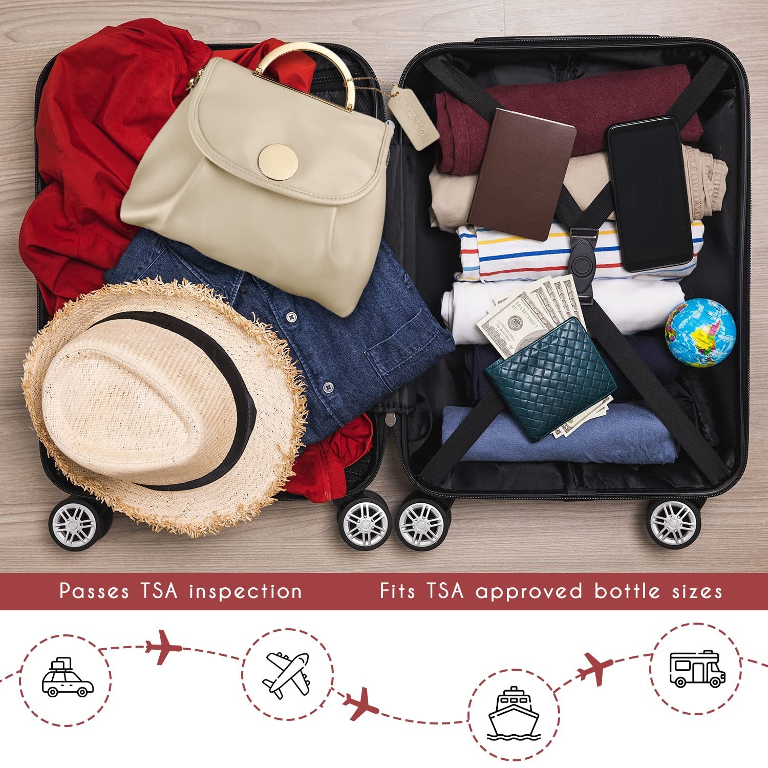 Beige Stylish Travel Makeup Organizer Bag with Hanging Hook - Waterproof & Spacious Design