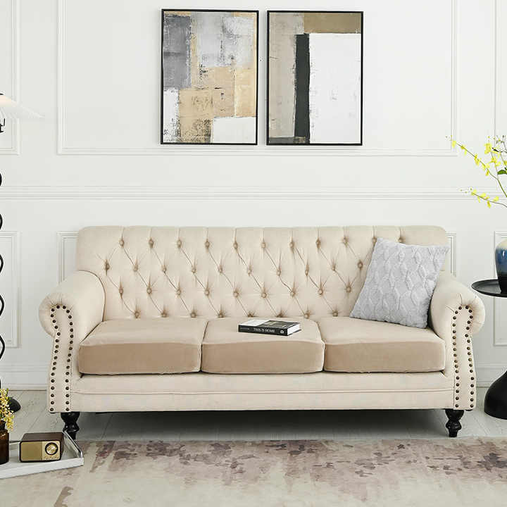 2 Pcs Brown Elegant Polyester Sofa Cover - Full Protection Against Cat Scratches & Wear