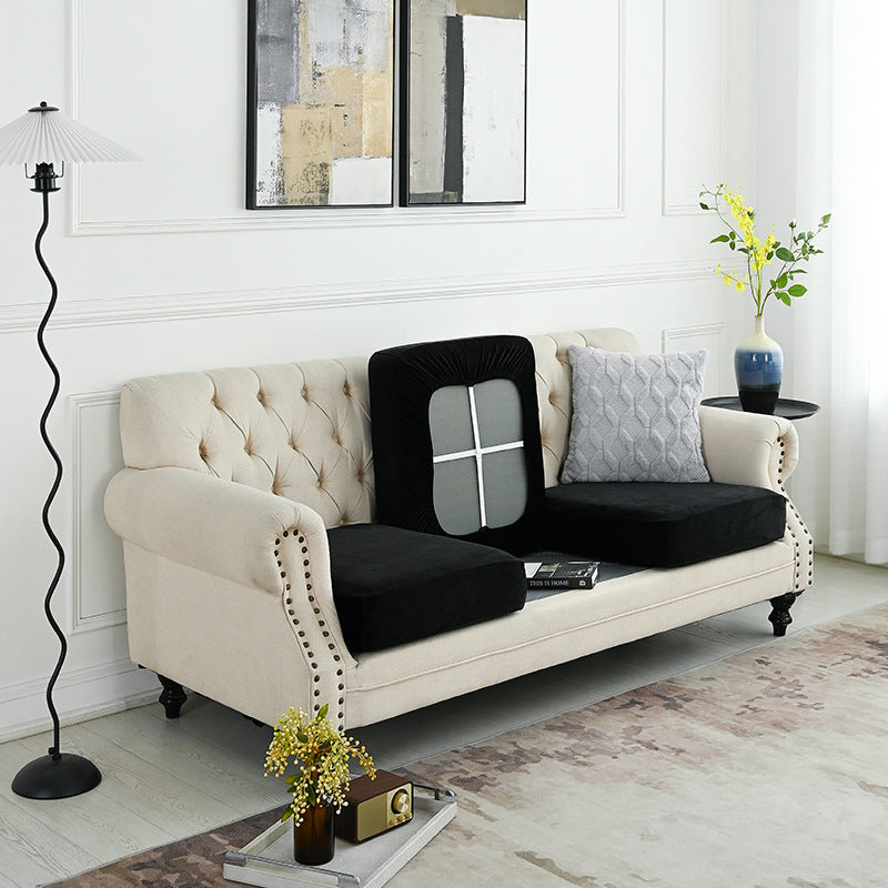 2 Pcs Black Elegant Polyester Sofa Cover - Full Protection Against Cat Scratches &amp; Wear