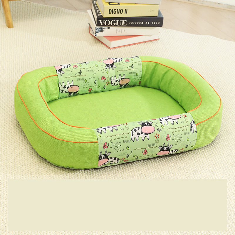 Size M Green Cozy Pet Bed for Small Dogs and Cats - Durable &amp; Chew-Resistant Nest for All Seasons