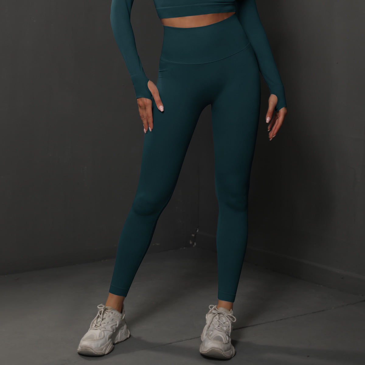 Size L Dark Green Seamless High-Waisted Yoga Pants for Women - Lift Workout Leggings for Running, Gym, and Fitness