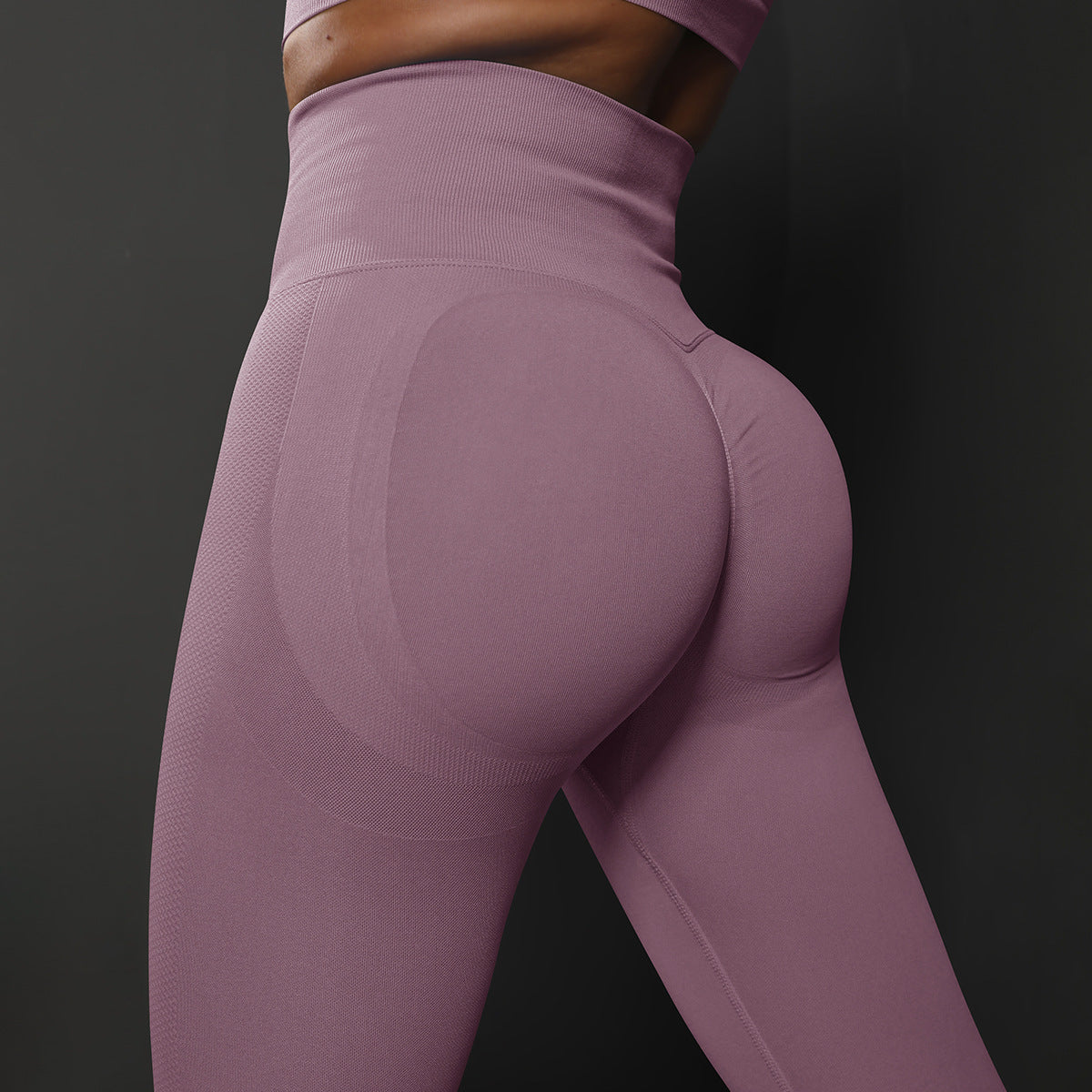 Size L Light Purple Seamless High-Waisted Yoga Pants for Women - Lift Workout Leggings for Running, Gym, and Fitness