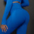 Size L Bright Blue Seamless High-Waisted Yoga Pants for Women - Lift Workout Leggings for Running, Gym, and Fitness