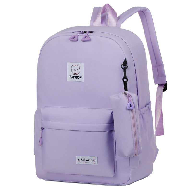 Purple Large Capacity Travel Backpack for Girls - Waterproof School Bag with Detachable Pencil Case