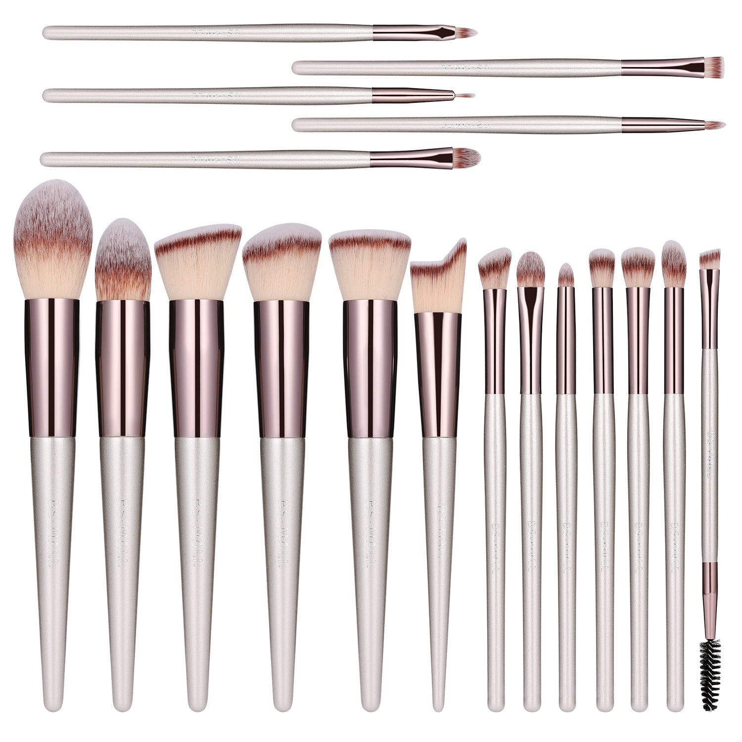 Beige 18-Piece Makeup Brush Set - Professional Synthetic Fiber Brushes with Wooden Handles for Flawless Beauty