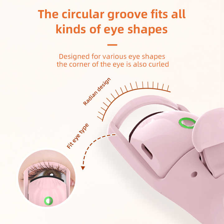 White Heated Eyelash Curler - 3 Temperature Settings, Long-Lasting Curl, Mini Electric Lash Curler
