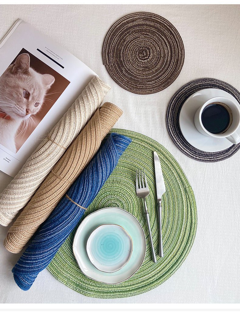8 Pcs Coffee Woven Round Placemat - Non-Slip, Heat-Resistant Dining Table Mat,  30cm
