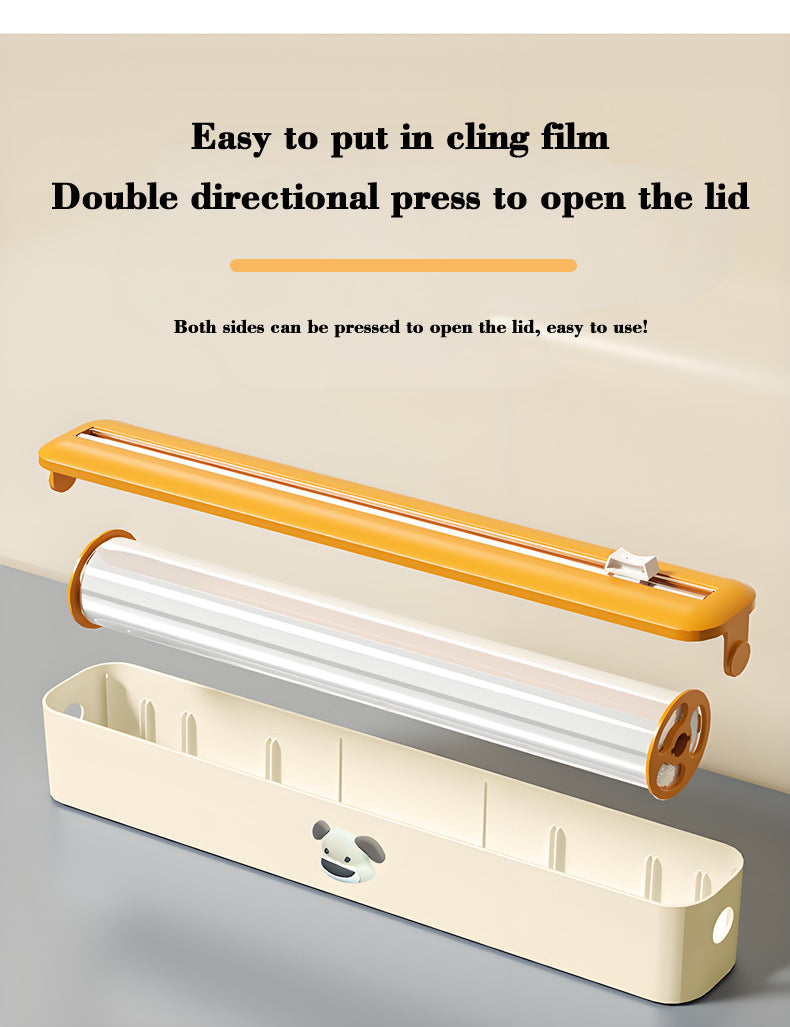 2 Pcs Beige And white Bidirectional Cling Film Cutter - Reusable Wrap Dispenser for Cling Film, Foil, and Parchment, 36x7x5cm (Cling Film Not Included)