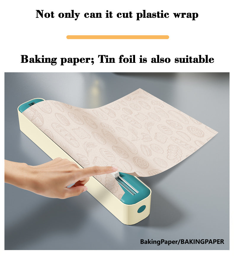 2 Pcs Beige And Black Bidirectional Cling Film Cutter - Reusable Wrap Dispenser for Cling Film, Foil, and Parchment, 36x7x5cm (Cling Film Not Included)