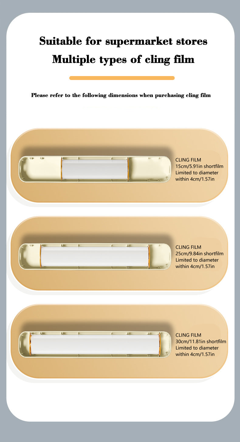 2 Pcs Beige And Green Bidirectional Cling Film Cutter - Reusable Wrap Dispenser for Cling Film, Foil, and Parchment, 36x7x5cm (Cling Film Not Included)