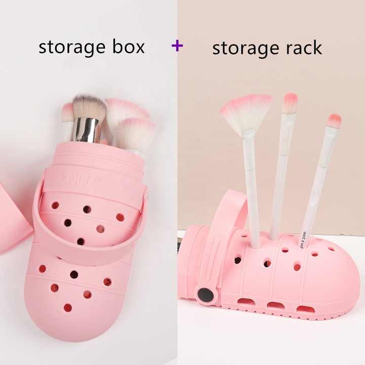 2 Pcs Green Portable Makeup Brush Holder - Silicone Cosmetic Organizer with 21 Slots, Washable, 20x8x5cm, 170g(makeup brush not included)