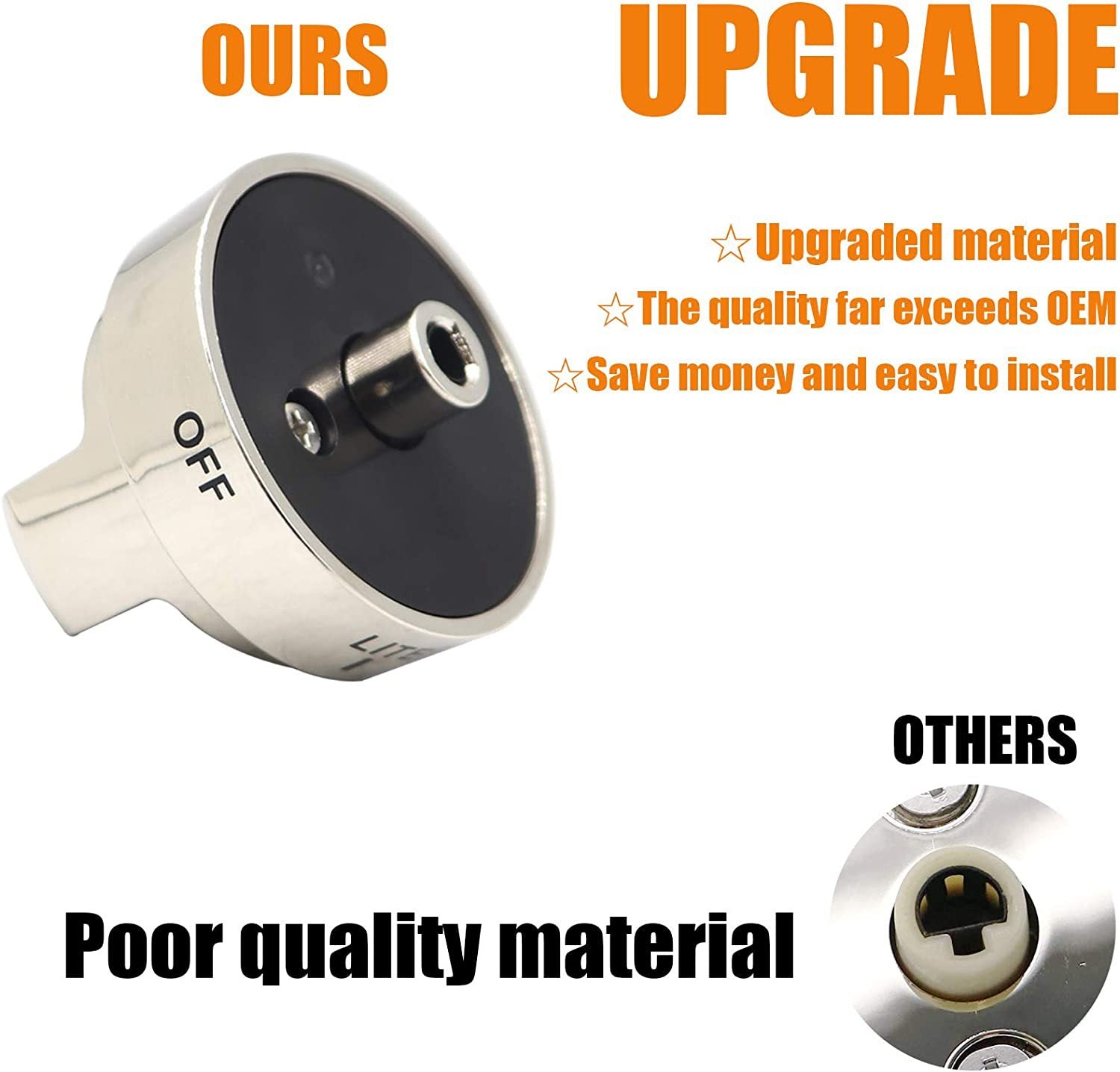 2 Pcs Silver AEZ73453509 Oven Stove Knob Assembly - Stainless Steel Replacement for AEZ72909008, Easy Install & Durable Upgrade