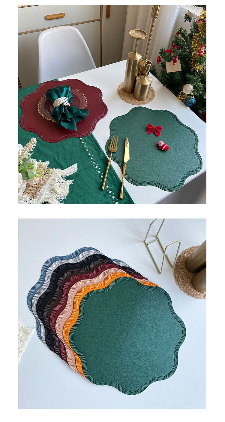 Red Nordic Style Faux Leather Placemats Set of 4 - Heat-Resistant Waterproof Table Mats 38x38cm(cutlery not included)